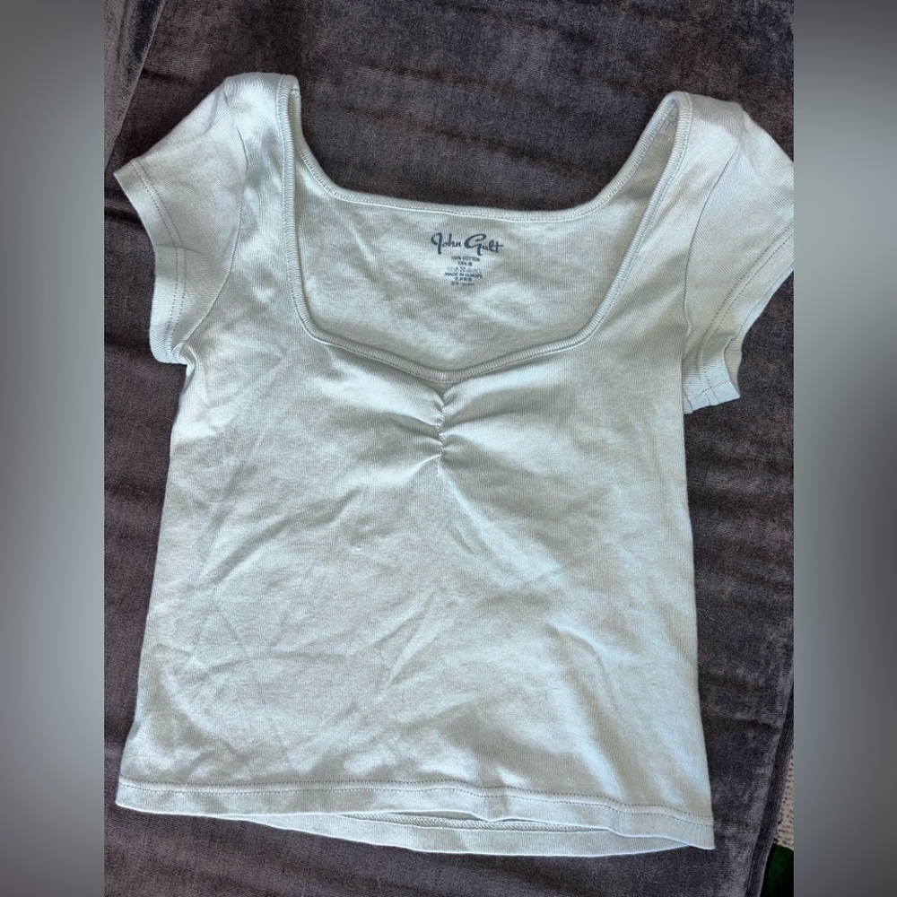 Brandy Melville// John Galt Sage Green Sweetheart Neckline Tee
